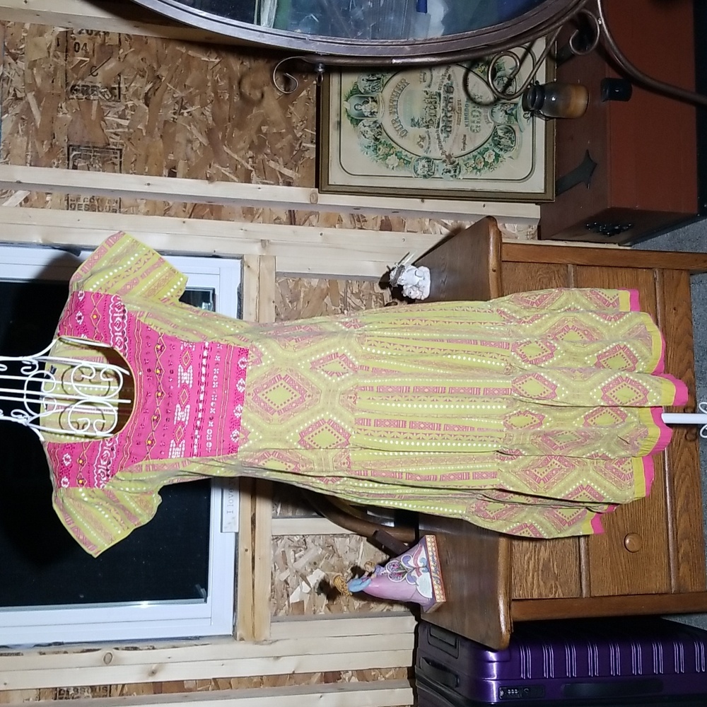 Melange Lime green and pink dress. Size XS